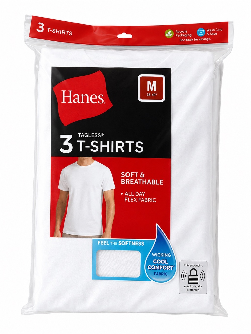 Hanes Men’s White Short-Sleeve Crew Neck T-Shirts - 3 Pack